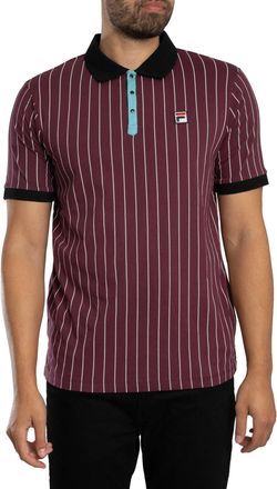Fila Mens BB1 Classic Vintage Striped Polo Shirt, Fig/Milky Blue/Gardenia, XXL