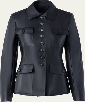 Akris Delia Nappa Leather Fitted Jacket