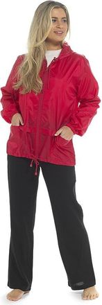 KAV Ladies Shower and Wind Resistant Coat, Rain Coats, Windbreaker Pac A Mac in Pack Bag, Rain Jackets - Pink - L