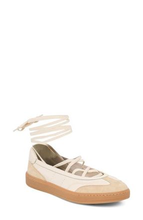 Dolce Vita Nyomie Wraparound Ankle Strap Sneaker in Ivory Multi Leather at Nordstrom, Size 7.5