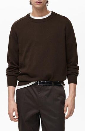 Mango Crewneck Cotton Sweater in Chocolate at Nordstrom Rack, Size Medium