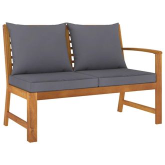 vidaXL Vidaxl - Banco De Jard&iacute;n Madera De Acacia Y Cojines Gris Oscuro 114,5 Cm
