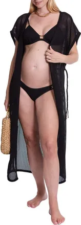 Cache Coeur Milos maternity beachwear caftan in Black at Nordstrom, Size Small/medium