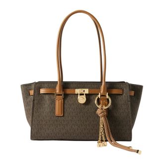 Michael Kors Shoulder Bags, female, Brown, Size: ONE SIZE Hamilton Moderne Small Signature Logo Satchel