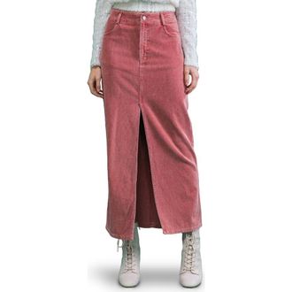 Flying Tomato Washed Corduroy Maxi Skirt in Mauve at Nordstrom Rack, Size Medium