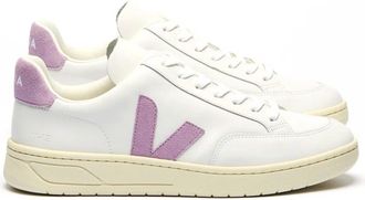 Veja Womens V-12 Leather Sneakers In Extra-White Orchid