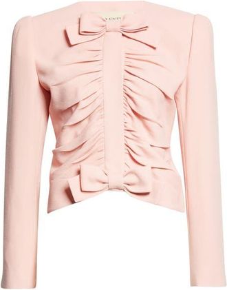 Valentino Bow Detail Crispy Lightweight Crop Wool Jacket in Rose at Nordstrom, Size 4 Us