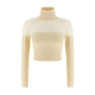Elisabetta Franchi Turtlenecks, female, Beige, Size: S Maglia Tricot Milk