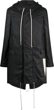 Rick Owens fishtail hooded raincoat - men - Polyester/Polyamide - S - Black