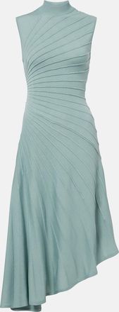 Alaia Ala&iuml;a Ray asymmetric virgin wool midi dress