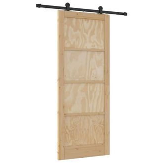 Berkfield Home Sliding Door with Hardware Set ORKDAL Solid Wood Pine in Beige