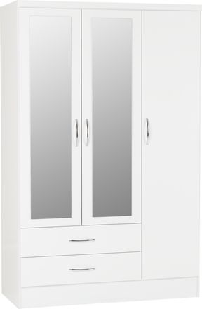 Seconique NEVADA 3 DOOR 2 DRAWER WARDROBE - WHITE GLOSS - SECONIQUE | TJ Hughes