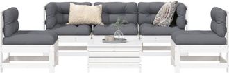 vidaXL Vidaxl - Juego De Sof&aacute;s De Jard&iacute;n 6 Piezas Madera Maciza Pino Blanco