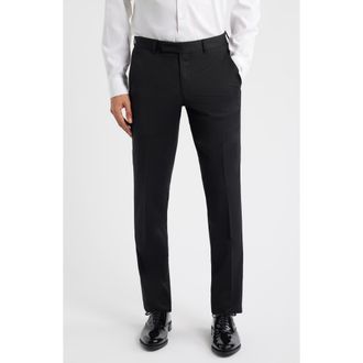 AllSaints Ryder Slim Fit Black Stretch Wool Tuxedo Pants at Nordstrom, Size 30