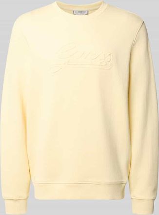 Guess Sweatshirt mit Logo und Rundhalsausschnitt in Hellgelb, Gr&ouml;&szlig;e XXL