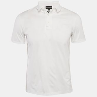 Emporio Armani Essential White Cotton Jersey Polo T-Shirt
