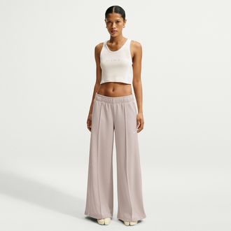 Nike Womens Nike Sportswear Mid-Rise Wide-Leg Track Pants in Brown | IH8514-236