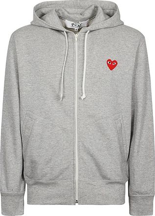 Comme Des Gar&ccedil;ons Grijze Logo Ritskatoen Hoodie Sweater - Heren - Vesten met rits - Grijs - M - Katoen - Hoodies & sweatvesten