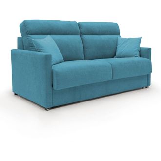 Divani.Store Divani.store - Margot Divano letto matrimoniale con schienale morbido alto in tessuto T02 176 cm (mat. 140x197) azzurro