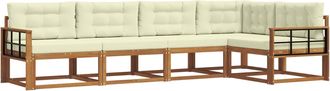 vidaXL Conjunto De Sof&aacute;s De Exterior 5 Uds. Natural Y Crema Vidaxl