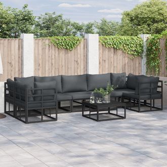 Berkfield Home Garden Sofa Set 8 pcs Black Aluminium