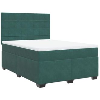 vidaXL Vidaxl - Cama Box Spring Con Colch&oacute;n Terciopelo Verde Oscuro 160x200 Cm