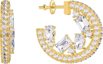 Diamond2Deal 14k Yellow Gold 7.75 Ct Multi Shape Lab Grown Diamond Hoop Earrings VVS-VS, E-F