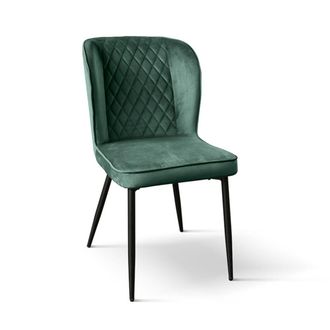 Konte Design Lote de 4 sillas,tela efecto terciopelo verde,patas de metal antracita