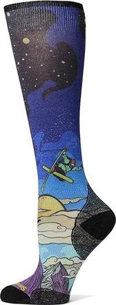 Smartwool Ski Zero Cushion Galactic Ski Print Over The Calf Socks Womens Crew Cut Socks Shoes Deep Navy : LG (Womens Shoe 10-12.5)