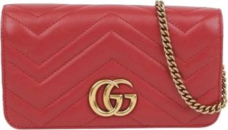 Gucci Pre-owned Cross Body Bags, female, Red, Size: ONE SIZE Pre-owned GG Marmont Mini Shoulder Crossbody Bag