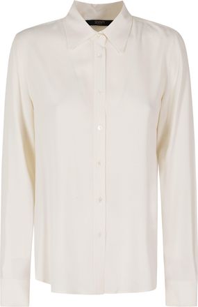 Seventy Cream Classic Collar Extended Back Hem Silk Shirt