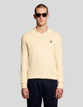 Lyle & Scott Lyle And Scott Mens Cotton Merino Football Jumper - Cream - Size: 44