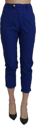 Cycle Katoenen Skinny Cropped Broek met Hoge Taille - Dames - Vrijetijds broeken - Blauw - W31 - Katoen - Broeken