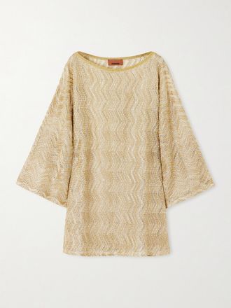Missoni Copricostume In Maglia Crochet Metallizzata Mare - Oro