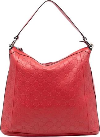 Gucci Pre-owned Shoulder Bags, female, Red, Size: ONE SIZE Pre-owned Vintage Embossed Leather Shoulder Bag