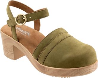Softwalk Fillmore Ankle Strap Platform Clog in Olive Nubuck at Nordstrom, Size 10.5