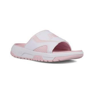 New Balance Womens Slide Sandal, White/Rose Sugar, 11