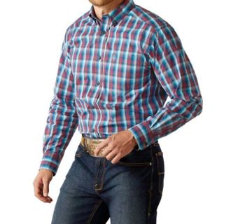 Ariat Pro Series Smith Plaid Button Down Shirt In Navy
