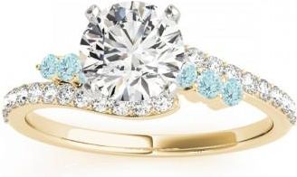 Allurez Diamond & Aquamarine Bypass Engagement Ring 14k Yellow Gold (0.45ct)