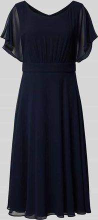 Vera Mont Knielanges Cocktailkleid im Stufen-Look in Dunkelblau, Größe 46