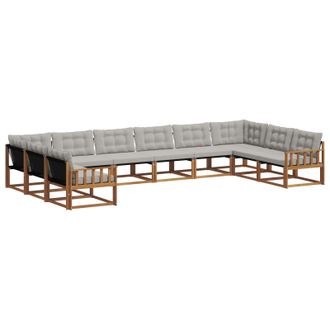 vidaXL Conjunto De Sof&aacute;s De Exterior 10 Pcs Gris Natural Y Claro Vidaxl