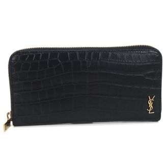 Saint Laurent Black Leather Long Wallet (Bi-Fold) (Pre-Owned)