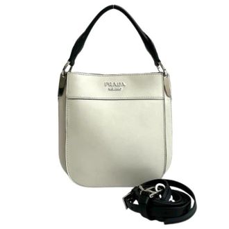Prada Pre-owned Magit Leder 2way Handbag - Dames - Pre-owned - Wit - Maat: ONE Size Leer