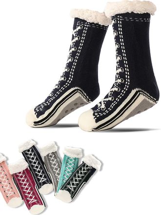 Generic Ultra-Thick Cashmere Slipper Home Socks, New Non-Slip Cashmere Slipper Socks Winter Warm Cozy Fuzzy Non-Slip Fluffy Soft Warm Slipper Socks for Indoor