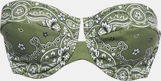 Zimmermann Green Paisley Print Underwired Bandeau Bikini Top