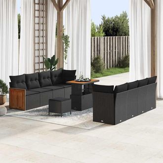 vidaXL Conjunto De Sof&aacute;s De Jard&iacute;n 11 Uds. 10-n&uacute;mero De Plazas Negro Vidaxl