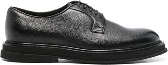 Doucal's Casual Zwarte Leren Platte Schoenen - Heren - Veterschoenen - Zwart - 46 EU - Leer - Schoenen