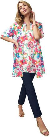 Jessica London Georgette Button Front Tunic in Multi Watercolor Floral at Nordstrom, Size 20