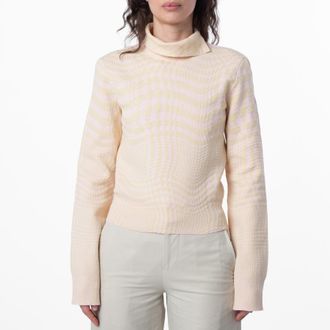 Burberry Warped Houndstooth Turtleneck Sweater, Size XX-Small