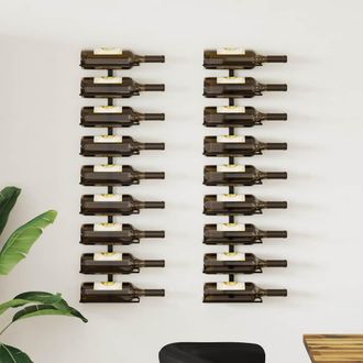 vidaXL Vidaxl - Botelleros De Pared Para 18 Botellas 2 Unidades Hierro Negro